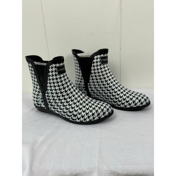 Women's London Fog Piccadilly Ankle Rain Boots Houndstooth Plaid, Size 9M - Picture 8 of 8